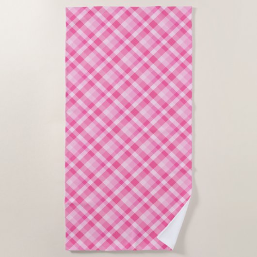 Leuke Roze Plaid Patroon Strandlaken (Voorkant)