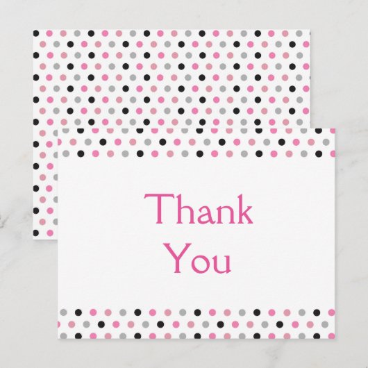 Leuke roze polka dots dank je wel briefkaart (Voorkant / Achterkant)