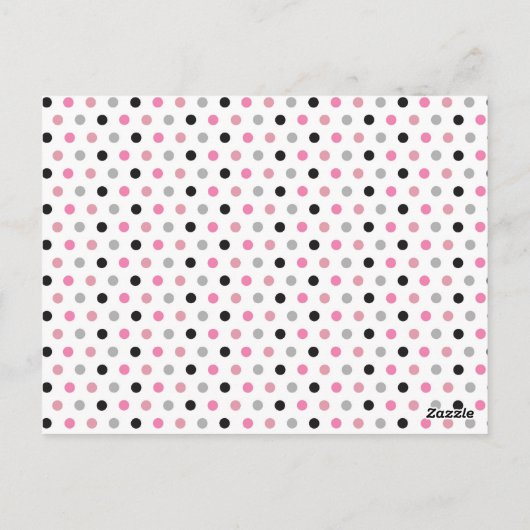 Leuke roze polka dots dank je wel briefkaart (Achterkant)