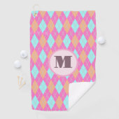 Leuke roze preppy argyle aangepaste monogram dames golfhanddoek (Insitu)
