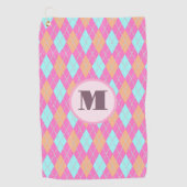 Leuke roze preppy argyle aangepaste monogram dames golfhanddoek (Voorkant)