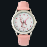Leuke Roze Rendier Kerstmis Gepersonaliseerde Meis Horloge<br><div class="desc">schattig roze rendier kerst gepersonaliseerde meisje horloge</div>