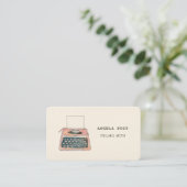 Leuke roze retro schrijfmachine Visitekaartje (Staand voorkant)