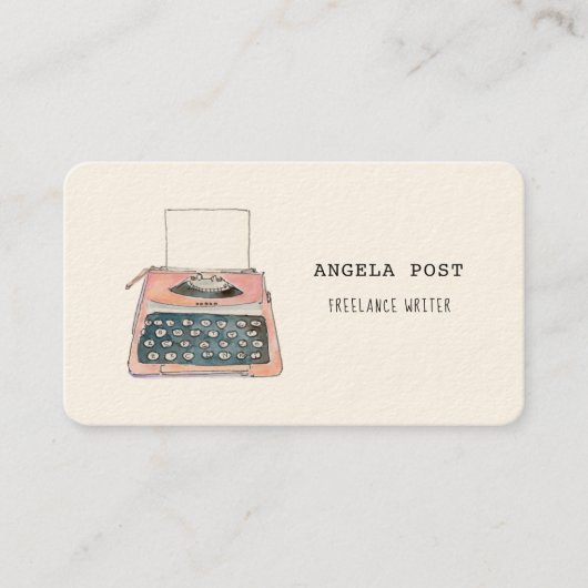 Leuke roze retro schrijfmachine Visitekaartje (Voorkant)