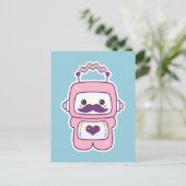 Leuke Roze Robot in Vermomming Briefkaart (Staand voorkant)