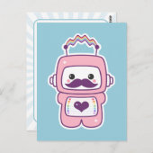 Leuke Roze Robot in Vermomming Briefkaart (Voorkant / Achterkant)
