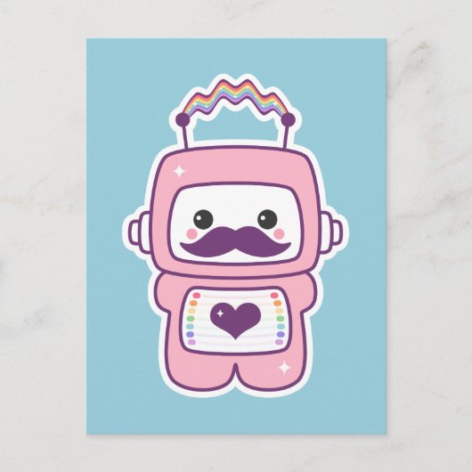 Leuke Roze Robot in Vermomming Briefkaart (Voorkant)