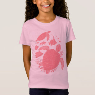Leuke roze schildpadden en vissen Ocean Print T-shirt