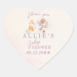 Leuke roze schoenen Fairy Dust Meisje Baby shower Hart Sticker