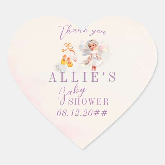 Leuke roze schoenen Fairy Dust Meisje Baby shower Hart Sticker (Voorkant)