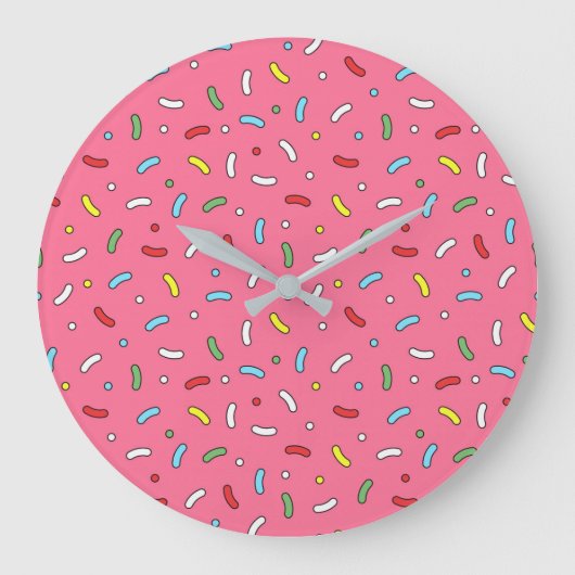 Leuke Roze Snoepjes Spikkels Patroon Grote Klok (Voorkant)