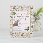 Leuke Roze St Patrick's Day Ierse zegeningen lunch Kaart (Staand voorkant)