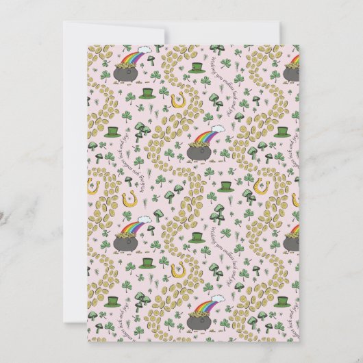 Leuke Roze St Patrick's Day Ierse zegeningen lunch Kaart (Achterkant)