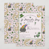 Leuke Roze St Patrick's Day Ierse zegeningen lunch Kaart (Voorkant / Achterkant)