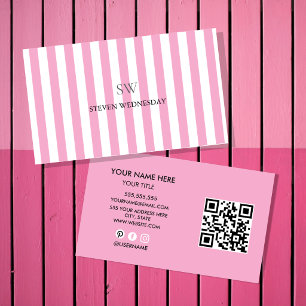 Leuke Roze Streep Eenvoudig Monogram Minimalistisc Visitekaartje