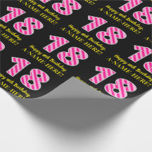 Leuke roze strepen "18"; Gelukkige 18e verjaardag;