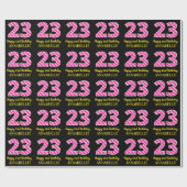 Leuke roze strepen "23"; Gelukkige 23e verjaardag; Cadeaupapier (Vlak)