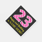 Leuke roze strepen "23"; Gelukkige 23e verjaardag; Servet (Hoek)