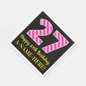 Leuke roze strepen "27"; Gelukkige 27e verjaardag; Servet (Hoek)