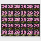 Leuke roze strepen "29"; Gelukkige 29e verjaardag; Cadeaupapier (Vlak)