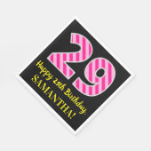 Leuke roze strepen "29"; Gelukkige 29e verjaardag; Servet (Hoek)