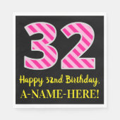Leuke roze strepen "32"; Gelukkige 32e verjaardag; Servet (Voorkant)