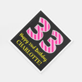 Leuke roze strepen "33"; Gelukkige 33e verjaardag; Servet (Hoek)
