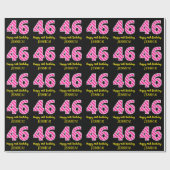 Leuke roze strepen "46"; Gelukkige 46e verjaardag; Cadeaupapier (Vlak)