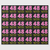 Leuke roze strepen "48"; Gelukkige 48ste verjaarda Cadeaupapier (Vlak)