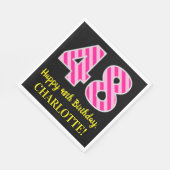 Leuke roze strepen "48"; Gelukkige 48ste verjaarda Servet (Hoek)