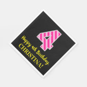 Leuke roze strepen "4"; Gelukkige 4e verjaardag; N Servet (Hoek)