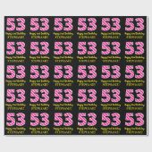 Leuke roze strepen "53"; Gelukkige 53e verjaardag; Cadeaupapier (Vlak)