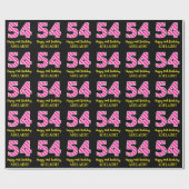 Leuke roze strepen "54"; Gelukkige 54e verjaardag; Cadeaupapier (Vlak)