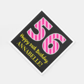 Leuke roze strepen "56"; Gelukkige 56e verjaardag; Servet (Hoek)
