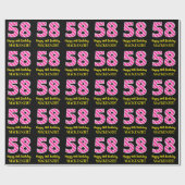 Leuke roze strepen "58"; Gelukkige 58ste verjaarda Cadeaupapier (Vlak)