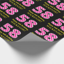 Leuke roze strepen "58"; Gelukkige 58ste verjaarda Cadeaupapier