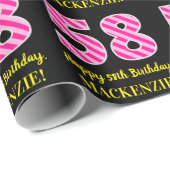 Leuke roze strepen "58"; Gelukkige 58ste verjaarda Cadeaupapier (Rol Hoek)