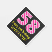 Leuke roze strepen "58"; Gelukkige 58ste verjaarda Servet (Hoek)