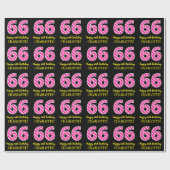 Leuke roze strepen "66"; Gelukkige 66e verjaardag; Cadeaupapier (Vlak)