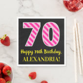 Leuke roze strepen "70"; Gelukkige 70e verjaardag; Servet (Insitu)
