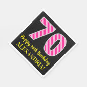 Leuke roze strepen "70"; Gelukkige 70e verjaardag; Servet (Hoek)