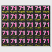 Leuke roze strepen "71"; Gelukkige 71e verjaardag; Cadeaupapier (Vlak)