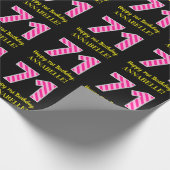 Leuke roze strepen "71"; Gelukkige 71e verjaardag; Cadeaupapier (Hoek)