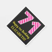 Leuke roze strepen "71"; Gelukkige 71e verjaardag; Servet (Hoek)