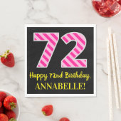 Leuke roze strepen "72"; Gelukkige 72e verjaardag; Servet (Insitu)