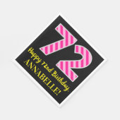 Leuke roze strepen "72"; Gelukkige 72e verjaardag; Servet (Hoek)