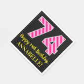 Leuke roze strepen "74"; Gelukkige 74e verjaardag; Servet (Hoek)