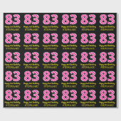Leuke roze strepen "83"; Gelukkige 83e verjaardag; Cadeaupapier (Vlak)