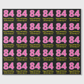 Leuke roze strepen "84"; Gelukkige 84e verjaardag; Cadeaupapier (Vlak)