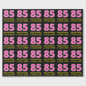 Leuke roze strepen "85"; Gelukkige 85e verjaardag; Cadeaupapier (Vlak)